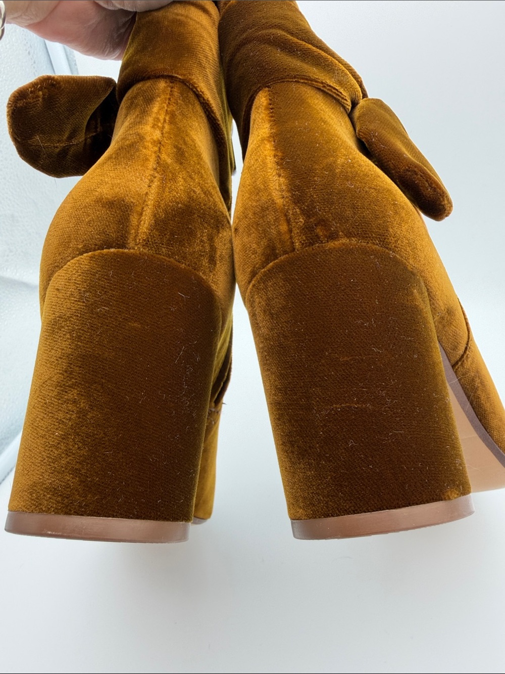 Madewell The Esme Bow Boot in Burnished Cedar 9.5 Velvet Heeled Booties Fall - Picture 12 of 16
